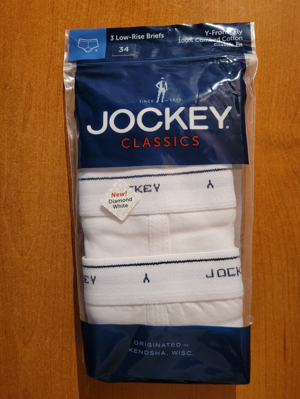 Jockey Classics Men’s White Low-Rise Briefs – 3-Pack Size 34 New